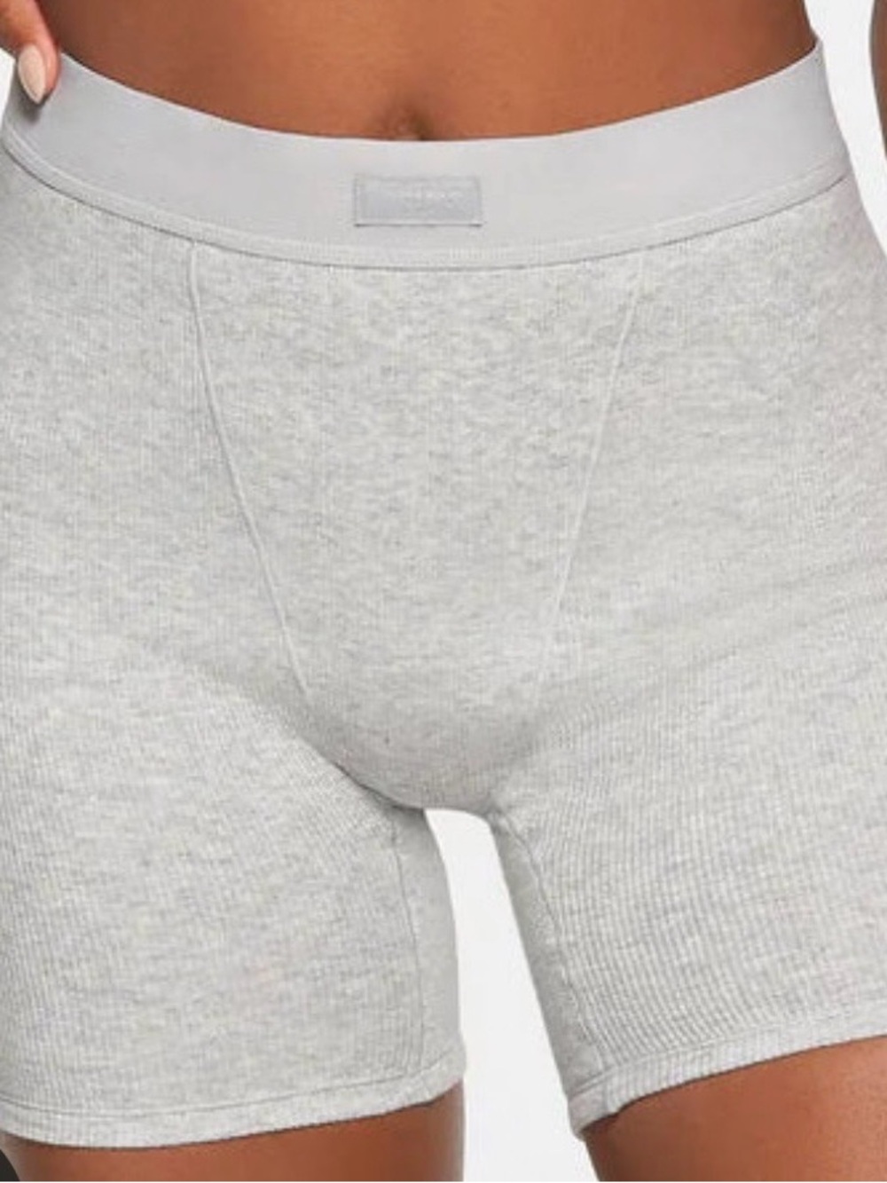 SKIMS Light Gray Ribbed Boxer Briefs